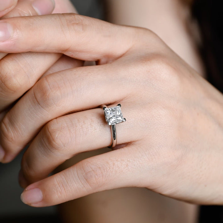 1.0CT Princess Cut Lab Grown Diamond Solitaire Engagement Ring, Anniversary Gift