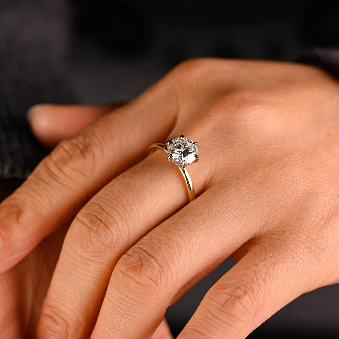 1.50CT Round Cut Lab Grown Diamond Hidden Halo Engagement Ring For Women