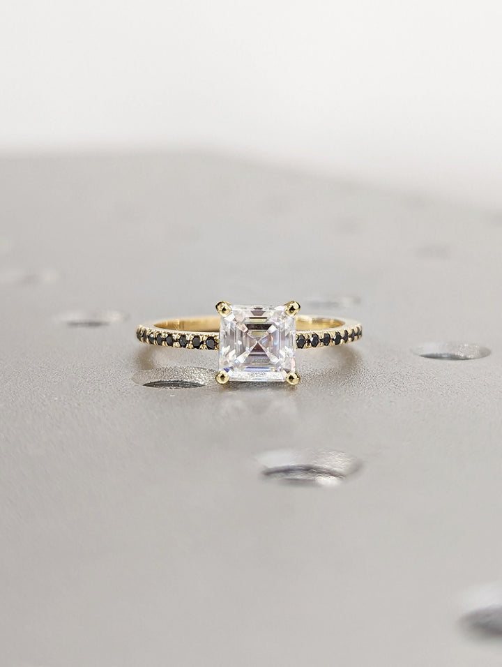 1.50CT Asscher Cut Pave Lab Grown Diamond Engagement Ring For Women
