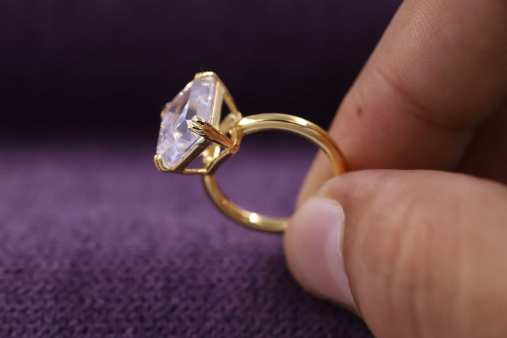 2.50CT Emerald Cut Double Prong Lab Grown Diamond Solitaire Engagement Ring For Her