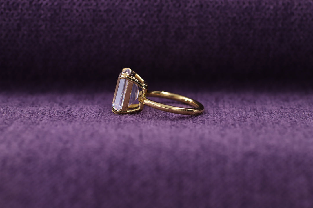 2.50CT Emerald Cut Double Prong Lab Grown Diamond Solitaire Engagement Ring For Her