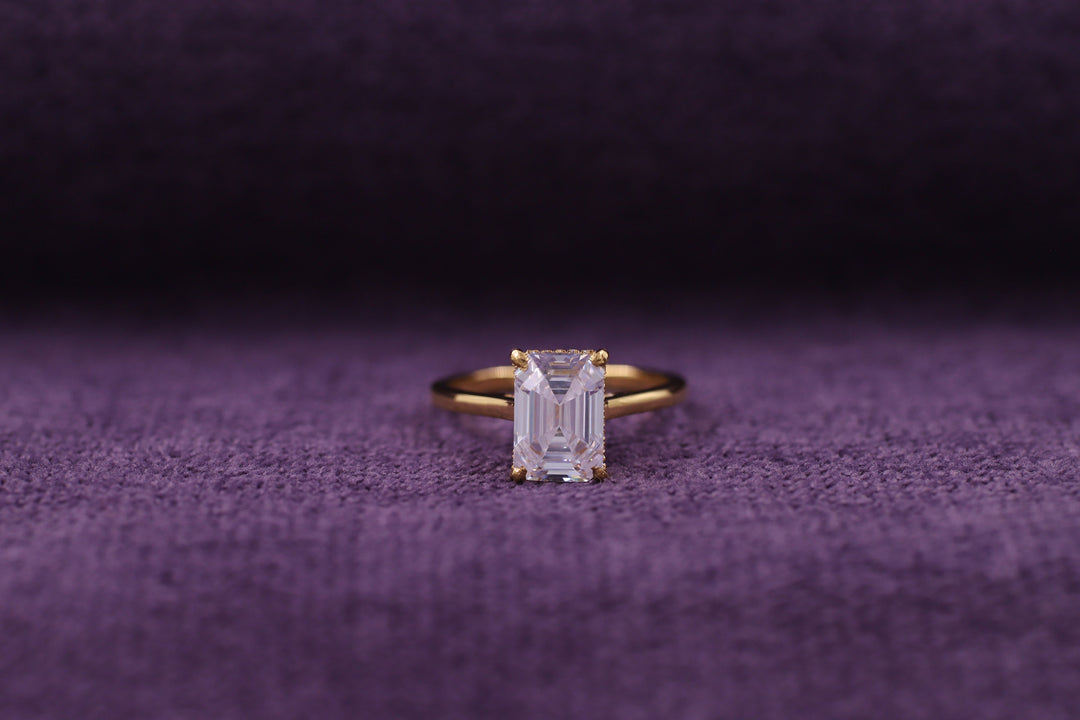 2.50CT Emerald Cut Hidden Halo Lab Grown Diamond Engagement Ring For Her