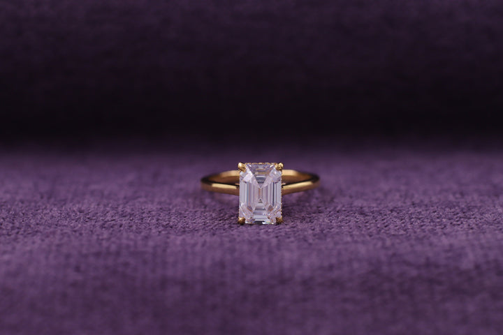 2.50CT Emerald Cut Hidden Halo Lab Grown Diamond Engagement Ring For Her