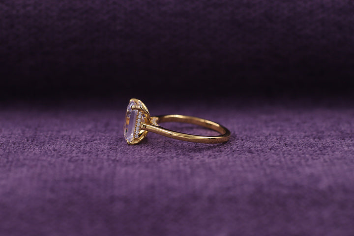 2.50CT Emerald Cut Hidden Halo Lab Grown Diamond Engagement Ring Pretty Engagement Rings