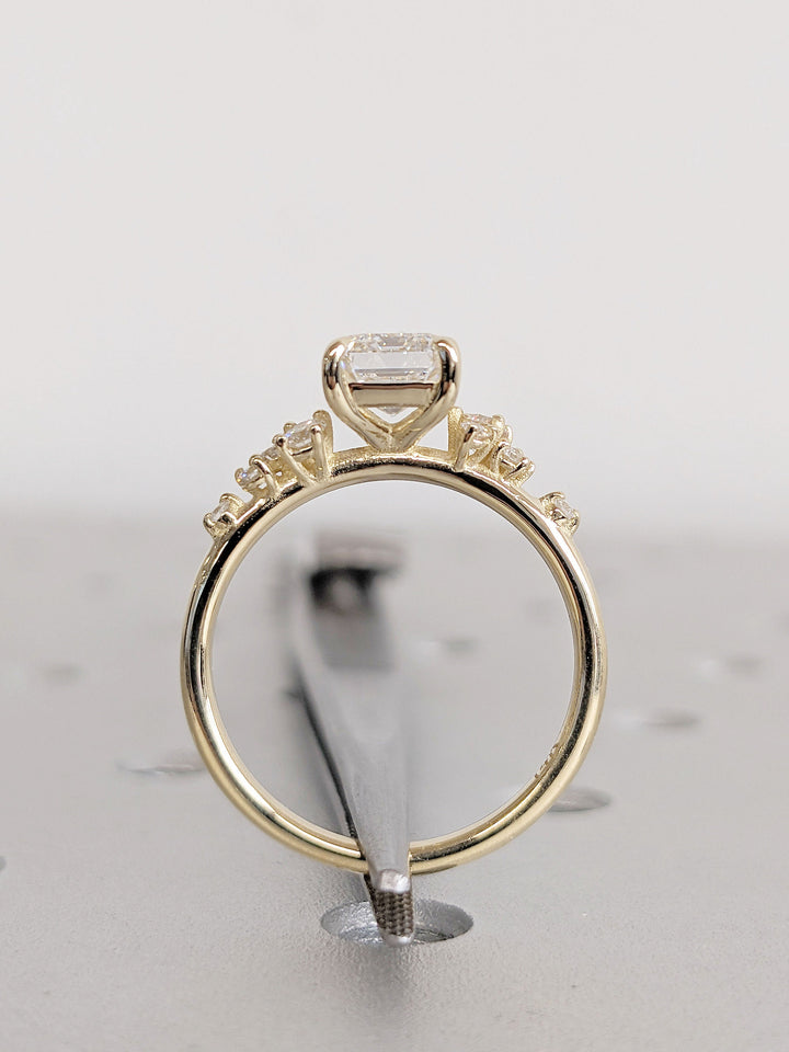 1.50CT Emerald Diamond Cluster Lab Grown Engagement Ring For Her