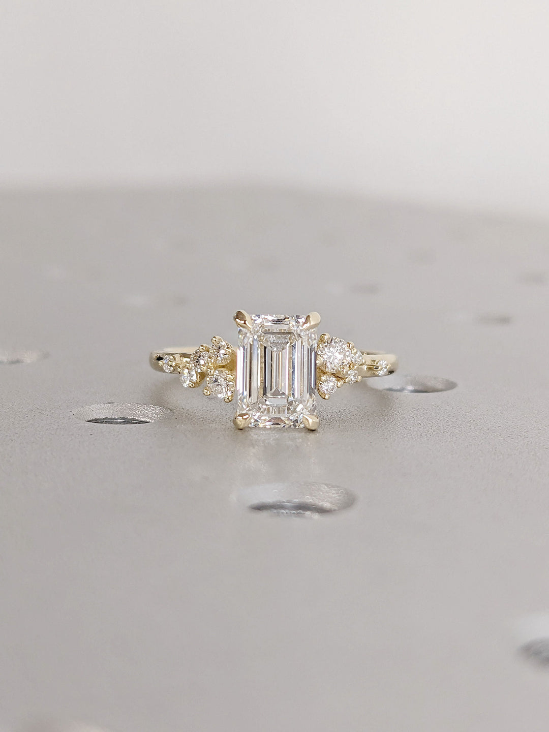 1.50CT Emerald Diamond Cluster Lab Grown Engagement Ring For Her