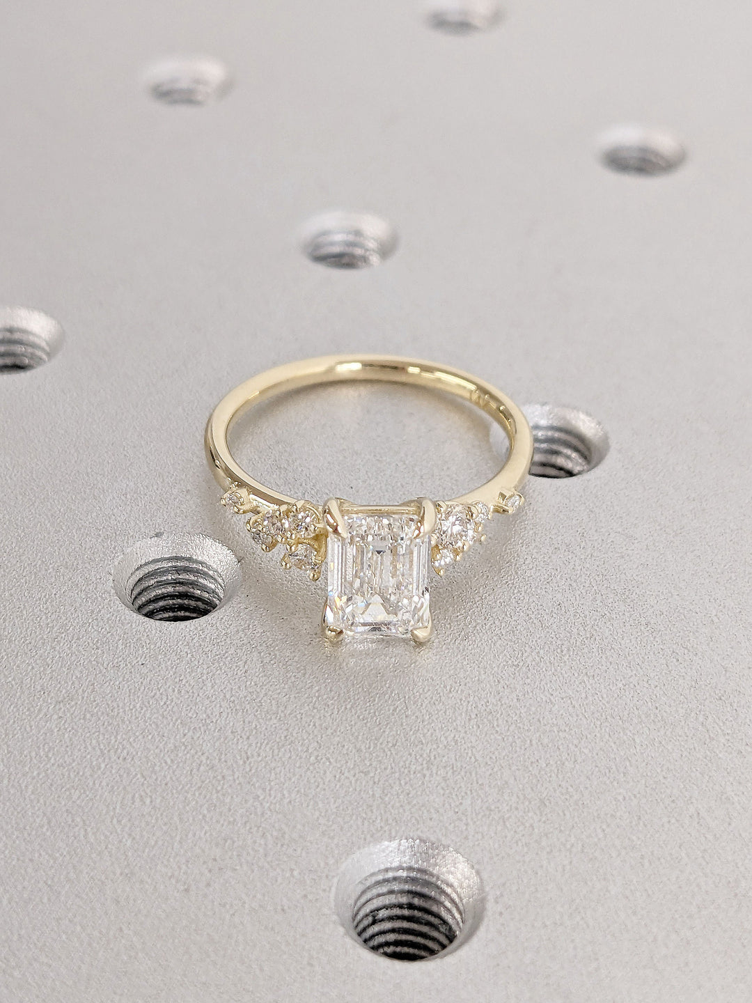1.50CT Emerald Diamond Cluster Lab Grown Engagement Ring For Her
