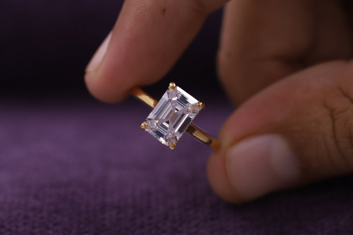 2.50CT Emerald Cut Hidden Halo Lab Grown Diamond Engagement Ring Pretty Engagement Rings