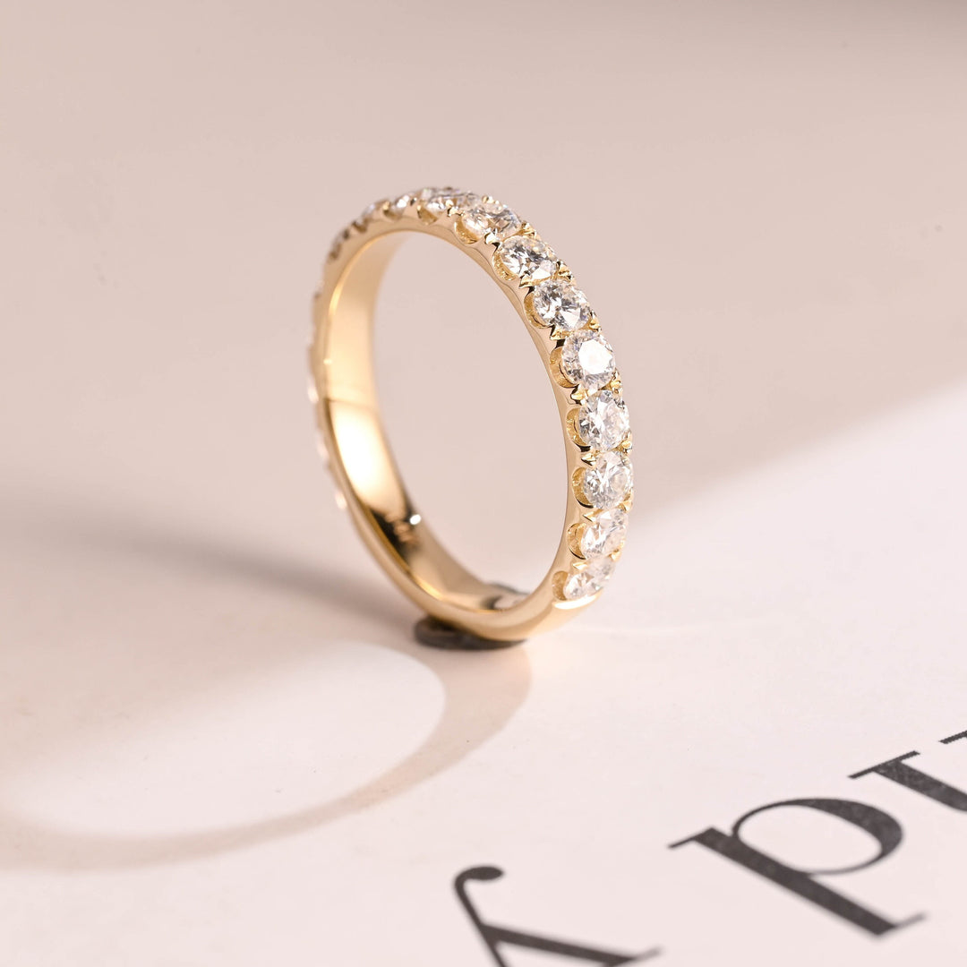 0.55CT Round Cut 3/4 Eternity CVD EF/VVS Diamond Wedding Band For Women
