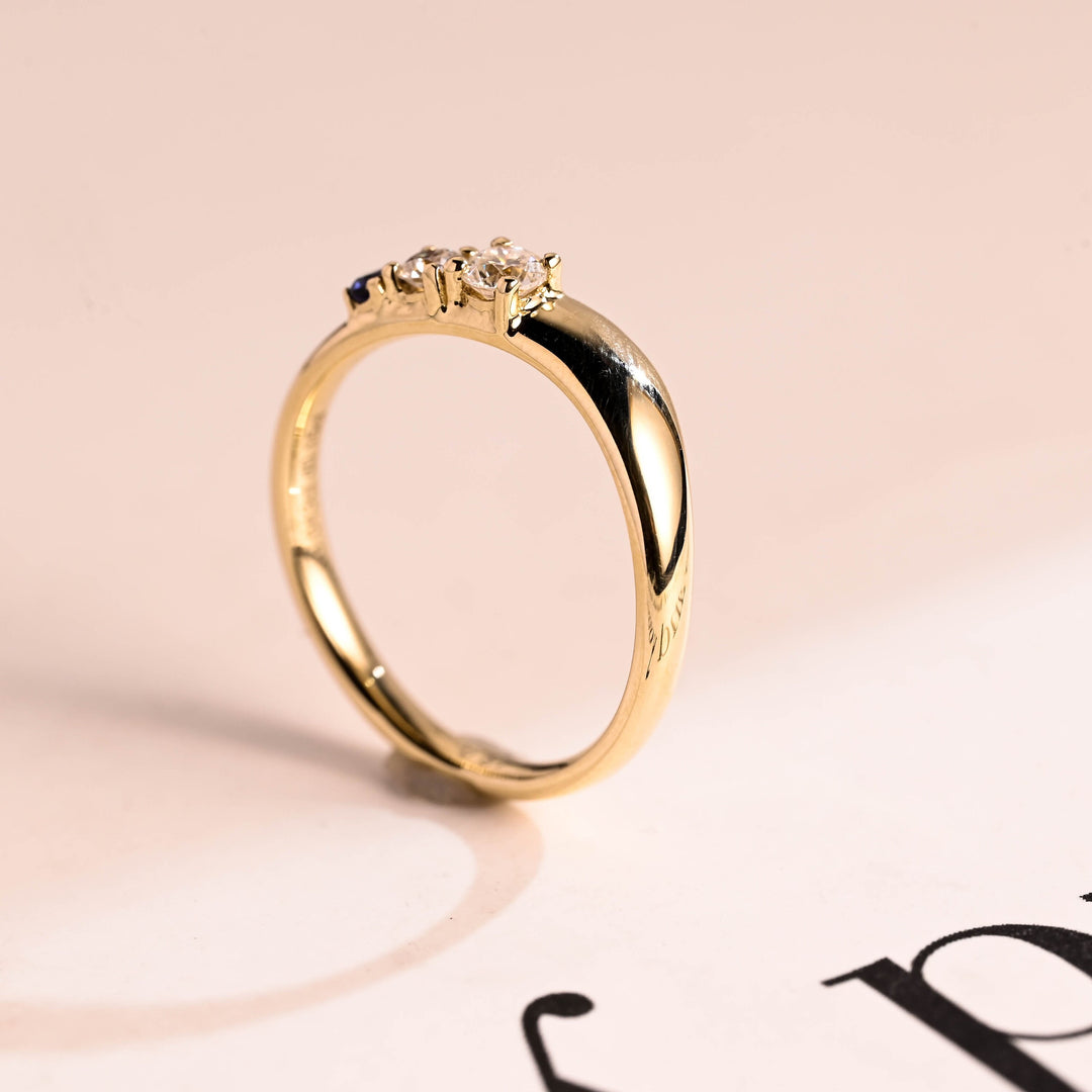 Round Cut Unique Twisted CVD EF/VVS Diamond Sapphire Wedding Band For Women