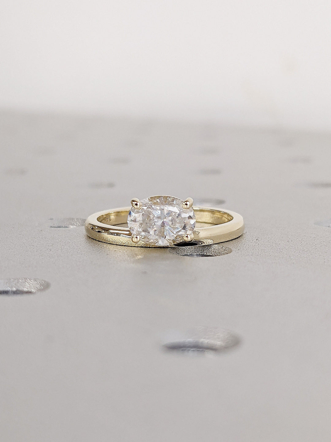 1.0CT East West Oval Cut Solitaire  IGI Certified Lab Grown Diamond Engagement Ring For Women