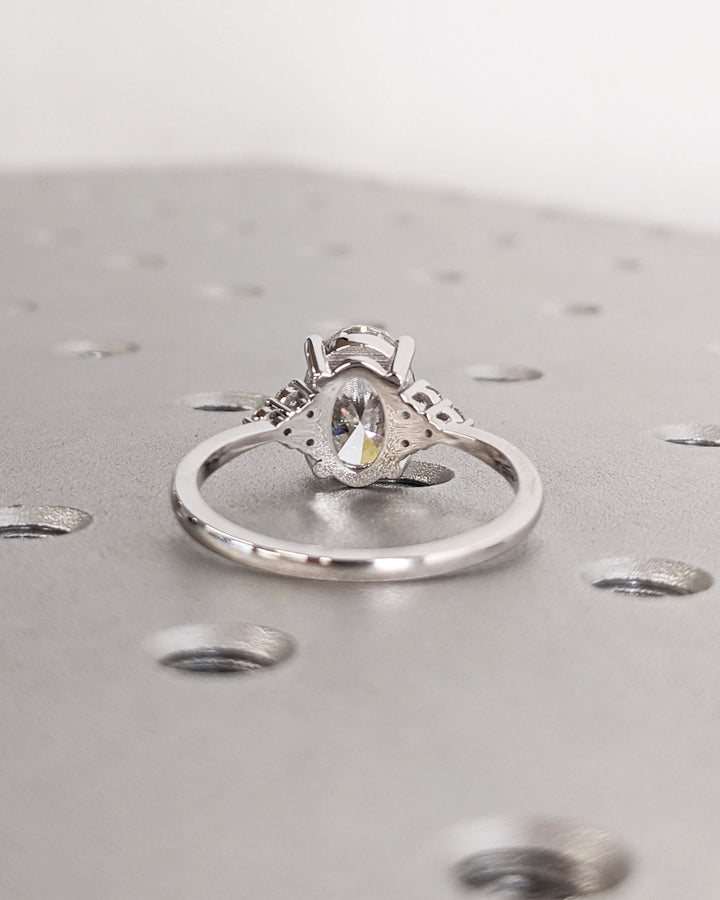 2.0CT Oval Cut Cluster Lab Grown Diamond Engagement Ring For Women