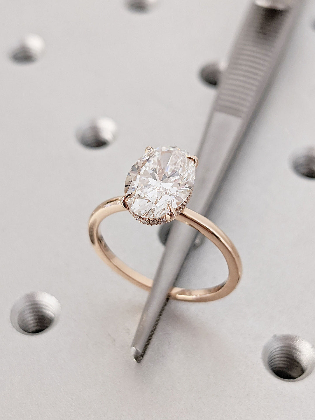 2.50CT Oval Cut Hidden Halo Lab Grown Diamond Engagement Ring Pretty Engagement Rings