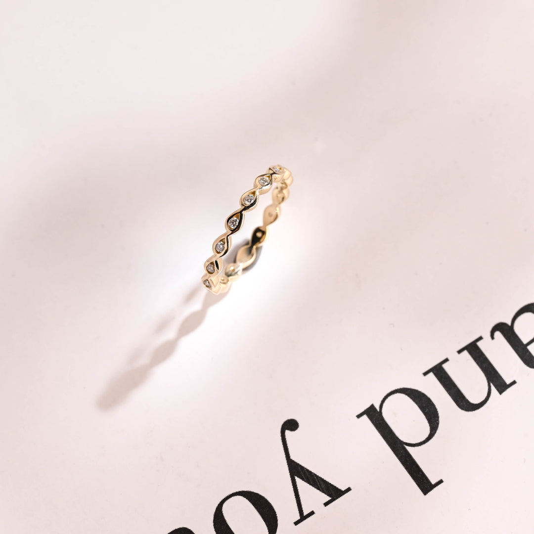 0.20CT Marquise Shaped Round Cut Eternity CVD EF/VVS Diamond Wedding Band