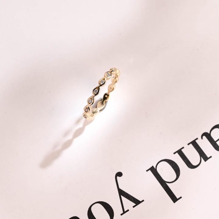 0.20CT Marquise Shaped Round Cut Eternity CVD EF/VVS Diamond Wedding Band
