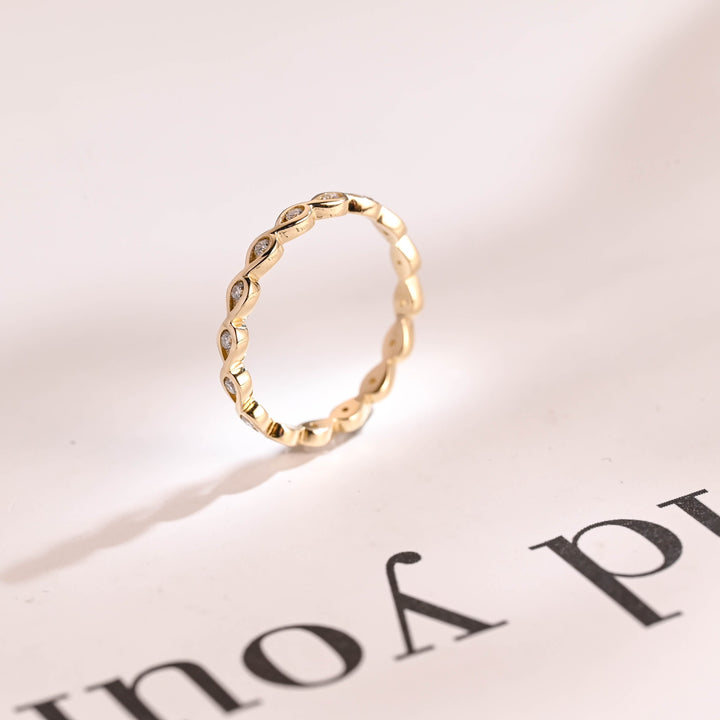 0.20CT Marquise Shaped Round Cut Eternity CVD EF/VVS Diamond Wedding Band