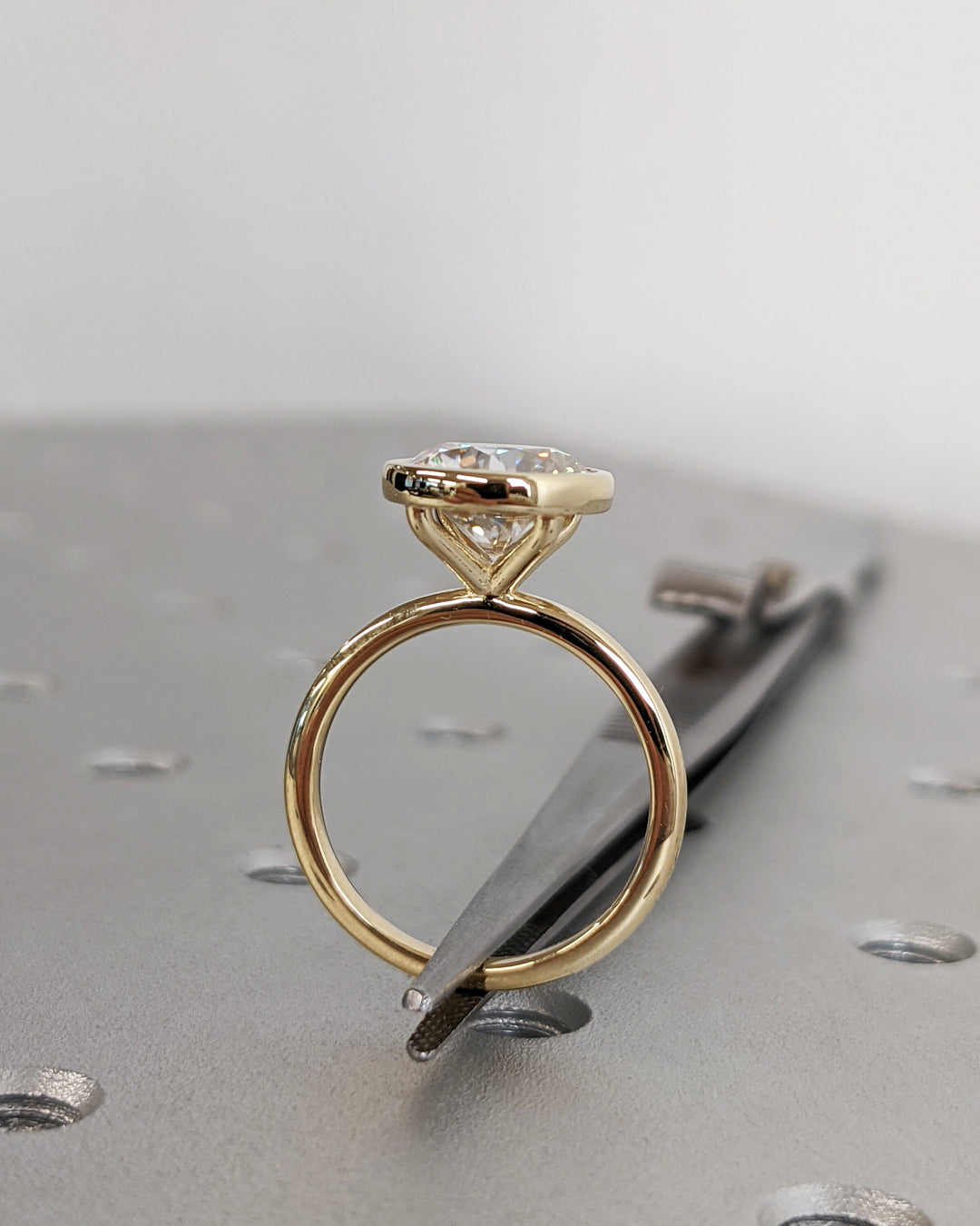 2.50CT Round Cut Bezel Lab Grown Diamond Engagement Ring For Women