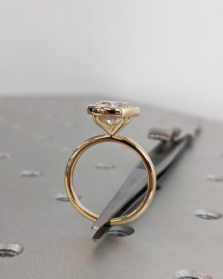 2.50CT Round Cut Bezel Lab Grown Diamond Engagement Ring For Women