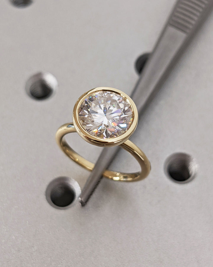 2.50CT Round Cut Bezel Lab Grown Diamond Engagement Ring For Women