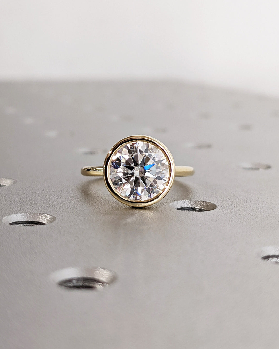 2.50CT Round Cut Bezel Lab Grown Diamond Engagement Ring For Women
