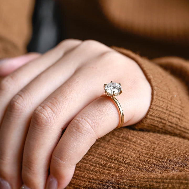1.0CT Round Cut Hidden Halo GI Certified Lab Grown Diamond Solitaire Engagement Ring For Her