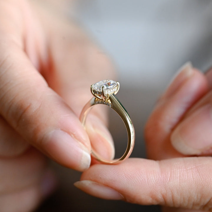 1.0CT Elongated Cushion Cut Lab Grown Diamond Hidden Halo Engagement Ring For Women