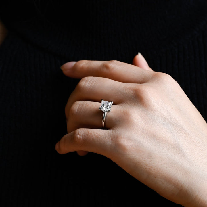 1.0CT Princess Cut Lab Grown Diamond Solitaire Engagement Ring, Anniversary Gift