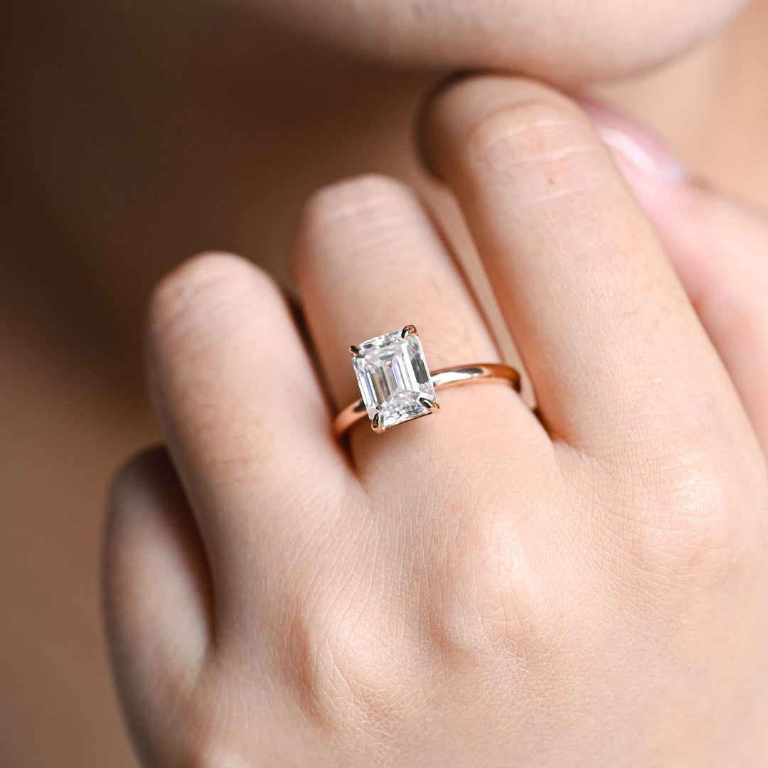 1.50CT Emerald Cut Solitaire Lab Grown Diamond Engagement Ring For Women