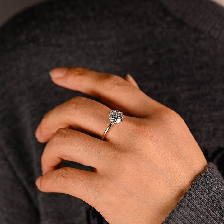 1.50CT Round Cut Lab Grown Diamond Hidden Halo Engagement Ring For Women