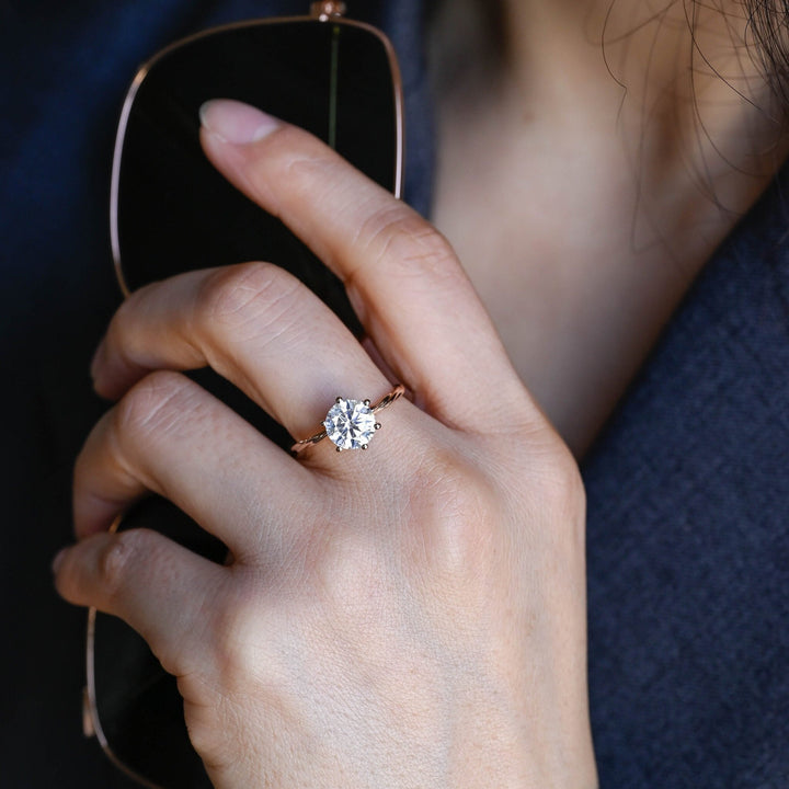1.0CT Round Cut Braided Lab Grown Diamond Engagement Ring For Women