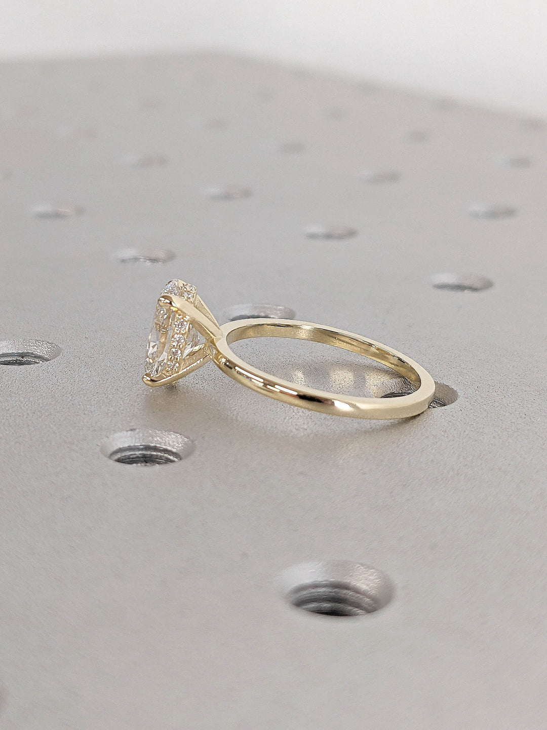 1.50CT Oval Lab Grown Diamond Wedding Ring Hidden Halo Engagement Ring