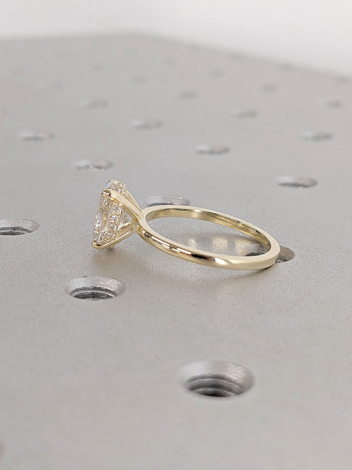 1.50CT Oval Lab Grown Diamond Wedding Ring Hidden Halo Engagement Ring