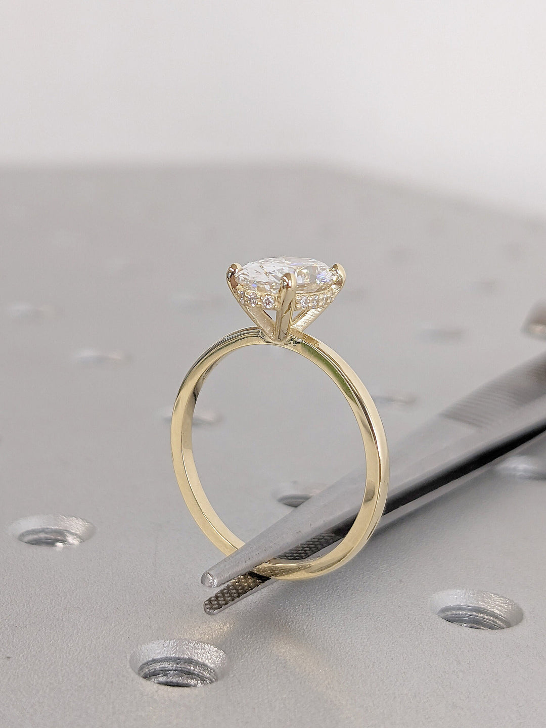 1.50CT Oval Lab Grown Diamond Wedding Ring Hidden Halo Engagement Ring
