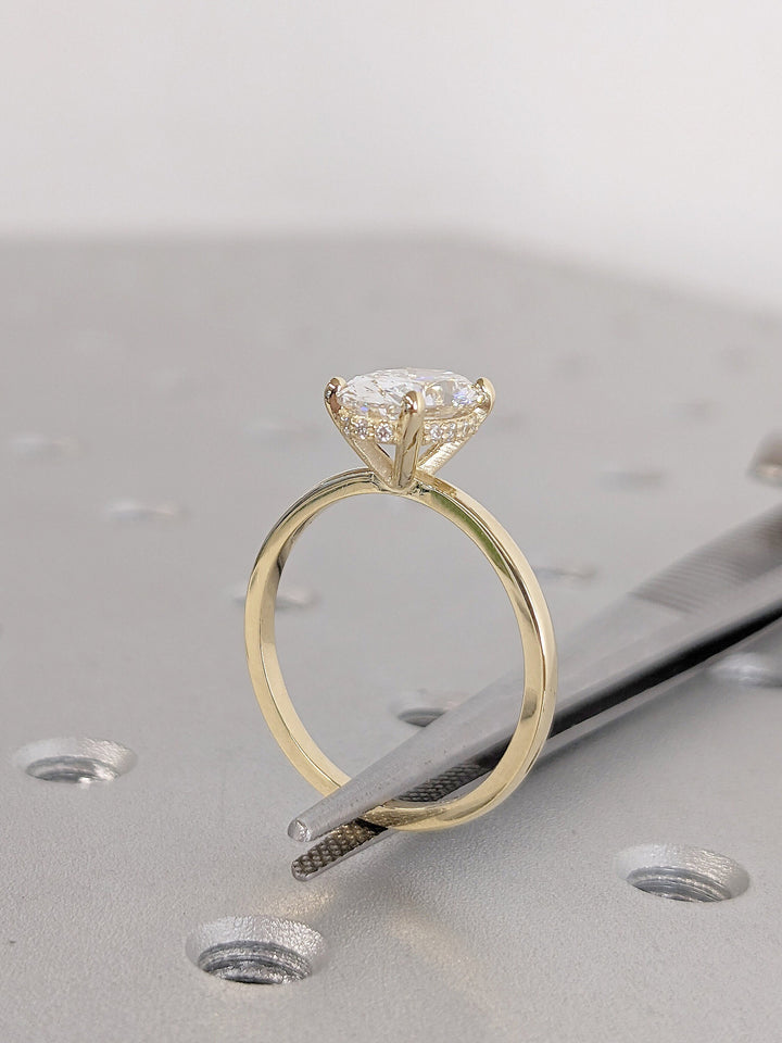 1.50CT Oval Lab Grown Diamond Wedding Ring Hidden Halo Engagement Ring
