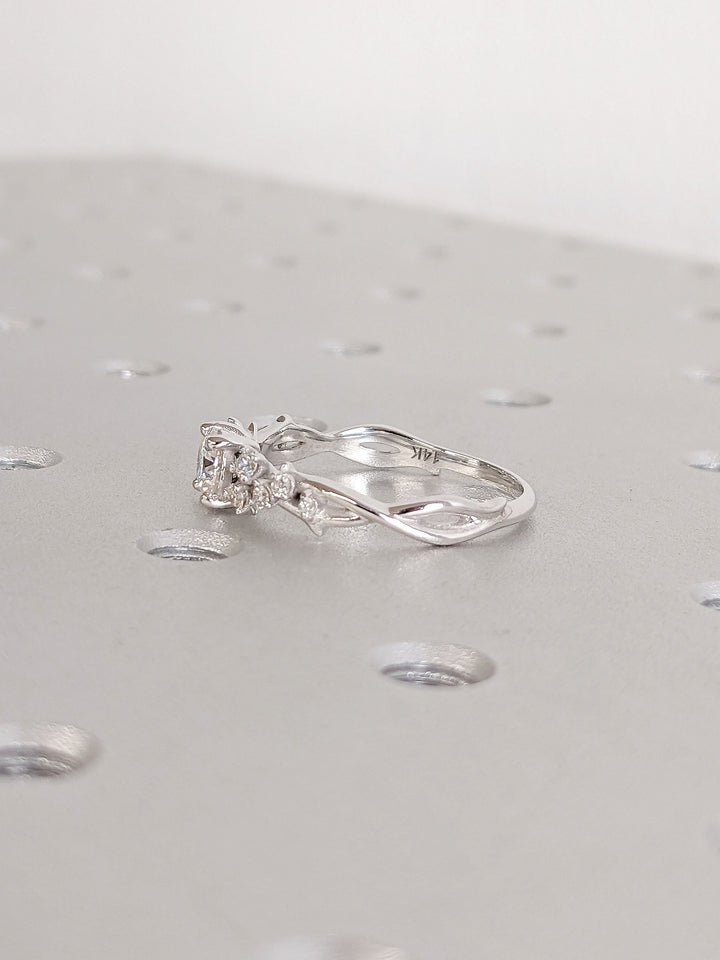 0.50CT Round Cut Cluster Lab Grown Diamond Engagement Ring For Women