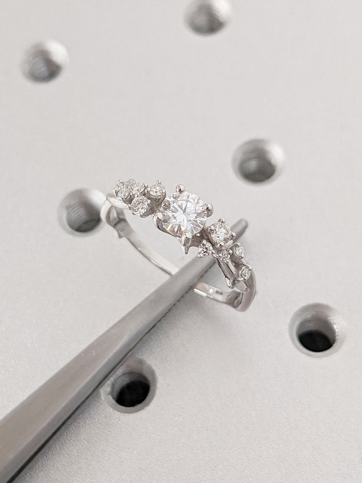 0.50CT Round Lab Grown Diamond Cluster Engagement Ring For Women