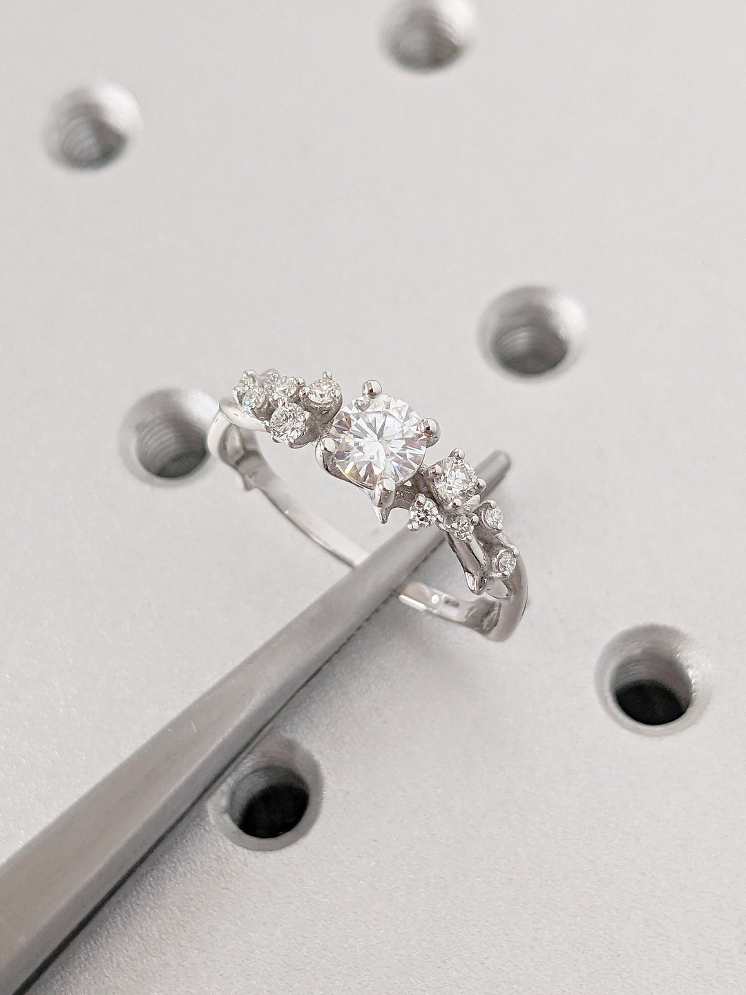 0.50CT Round Cut Cluster Lab Grown Diamond Engagement Ring For Women