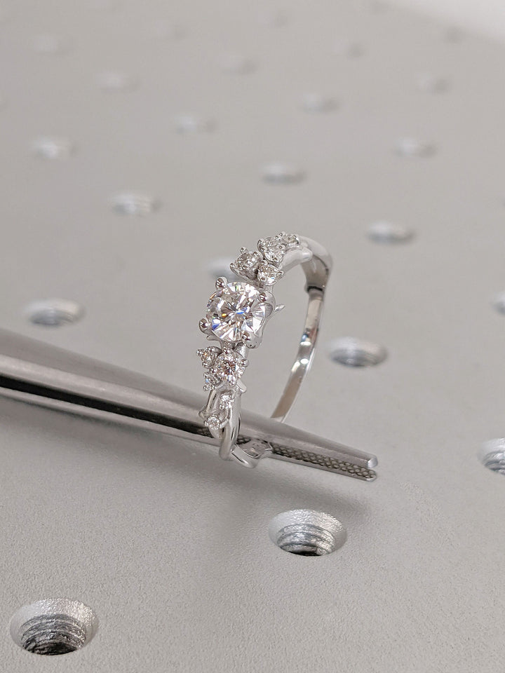 0.50CT Round Lab Grown Diamond Cluster Engagement Ring For Women