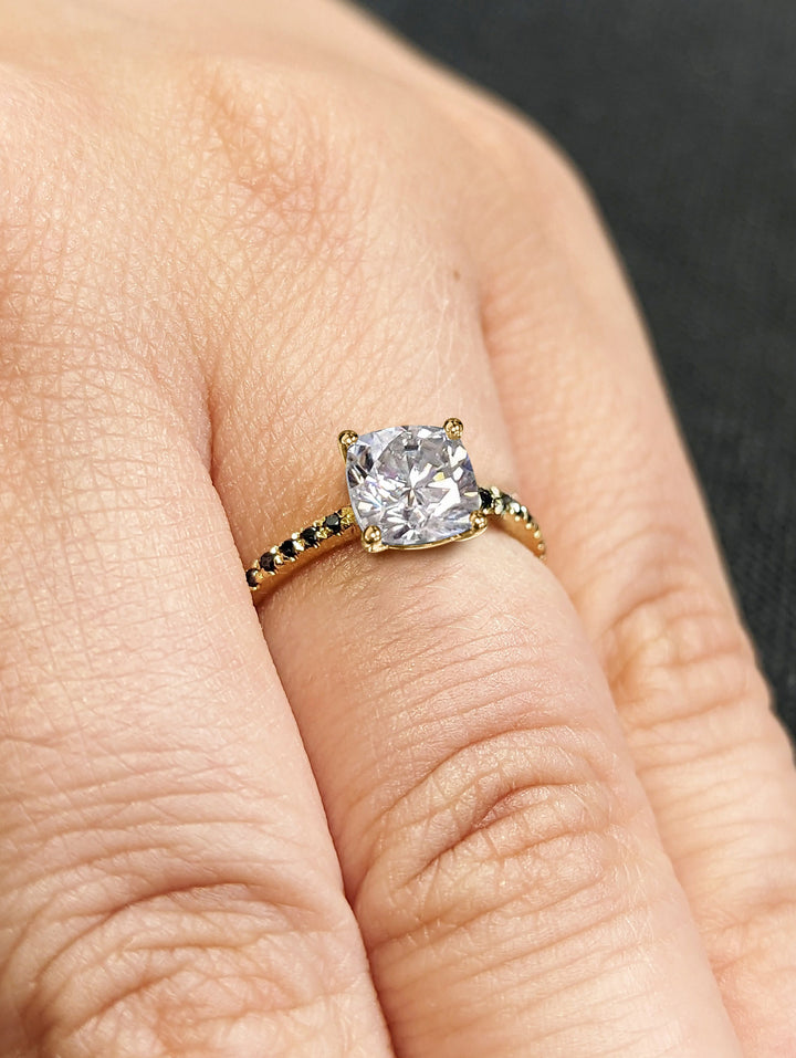 1.50CT Cushion Cut Pave Lab Grown Diamond Engagement Ring For Her