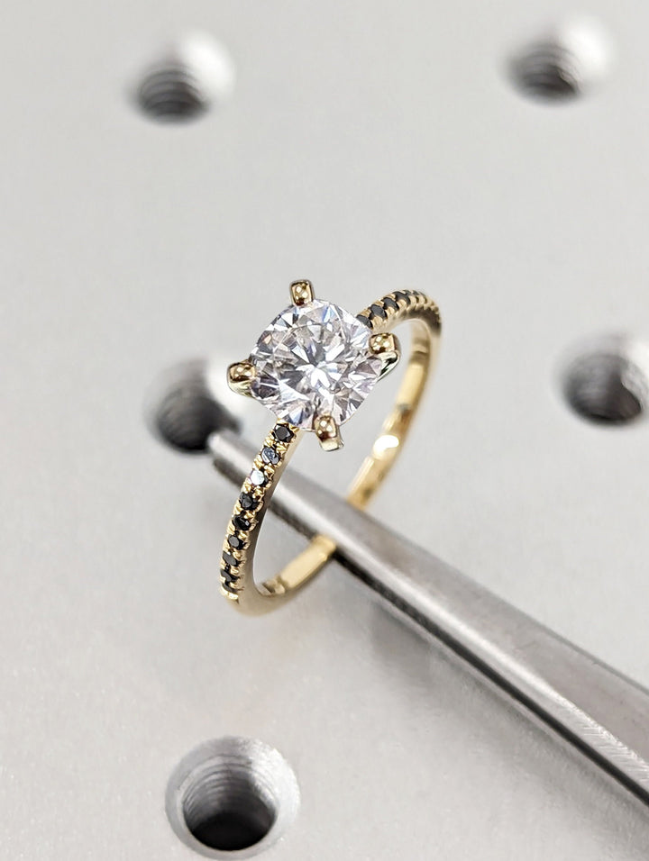 1.50CT Cushion Cut Pave Lab Grown Diamond Engagement Ring For Her