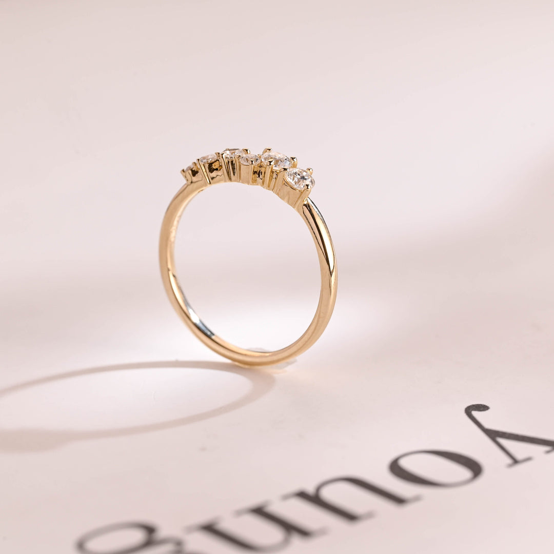 0.30CT Round Cut Cluster CVD EF/VVS Diamond Wedding Band For Women