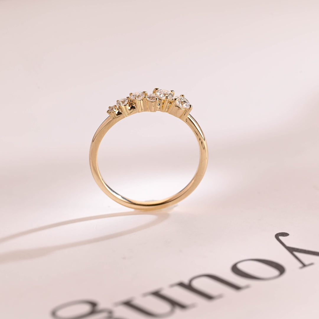 0.30CT Round Cut Cluster CVD EF/VVS Diamond Wedding Band For Women