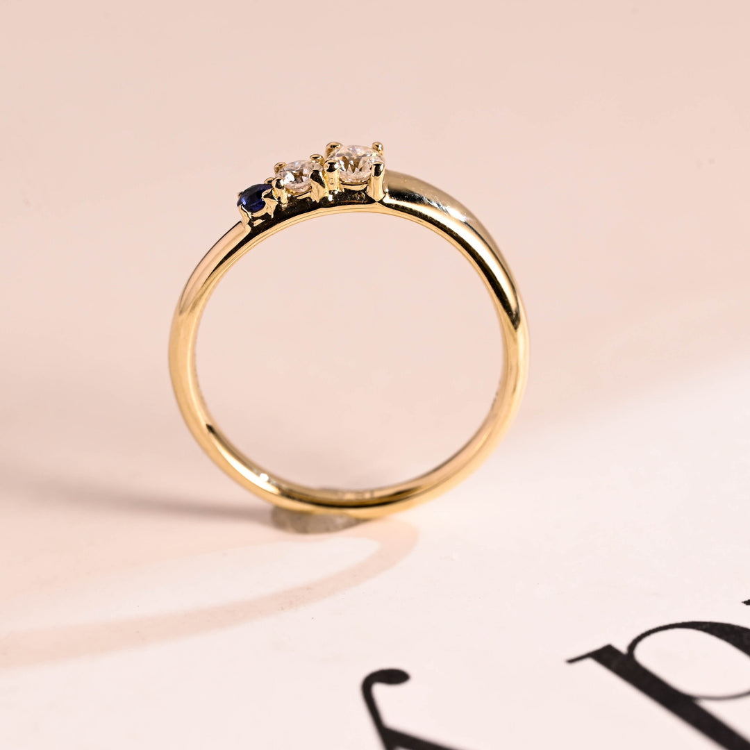 Round Cut Unique Twisted CVD EF/VVS Diamond Sapphire Wedding Band For Women