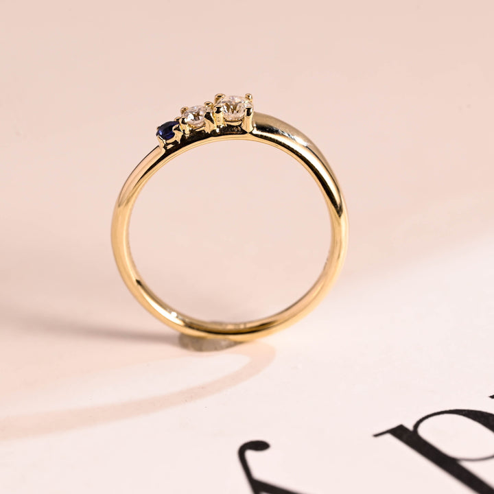 Round Cut Unique Twisted CVD EF/VVS Diamond Sapphire Wedding Band For Women