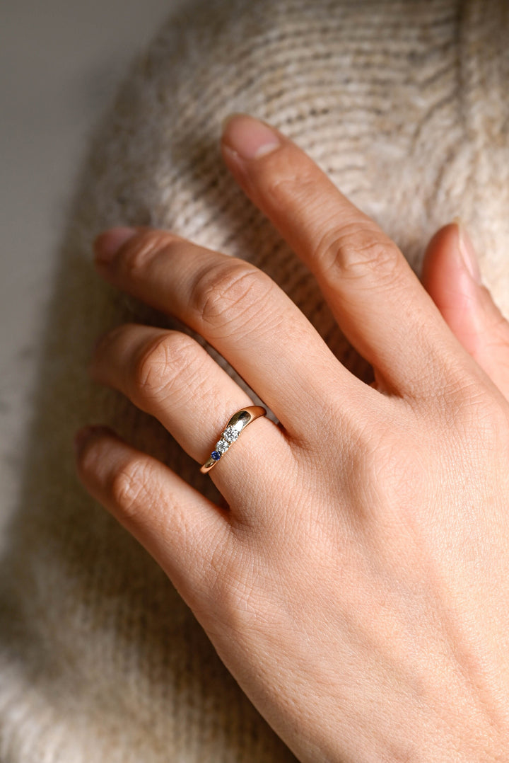 Round Cut Unique Twisted CVD EF/VVS Diamond Sapphire Wedding Band For Women