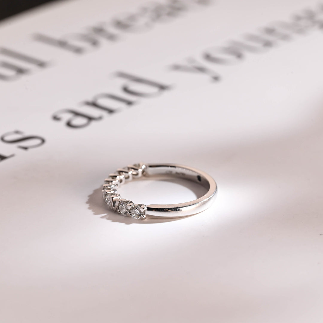 0.25CT Round Cut Half Eternity CVD EF/VVS Diamond Wedding Band For Women