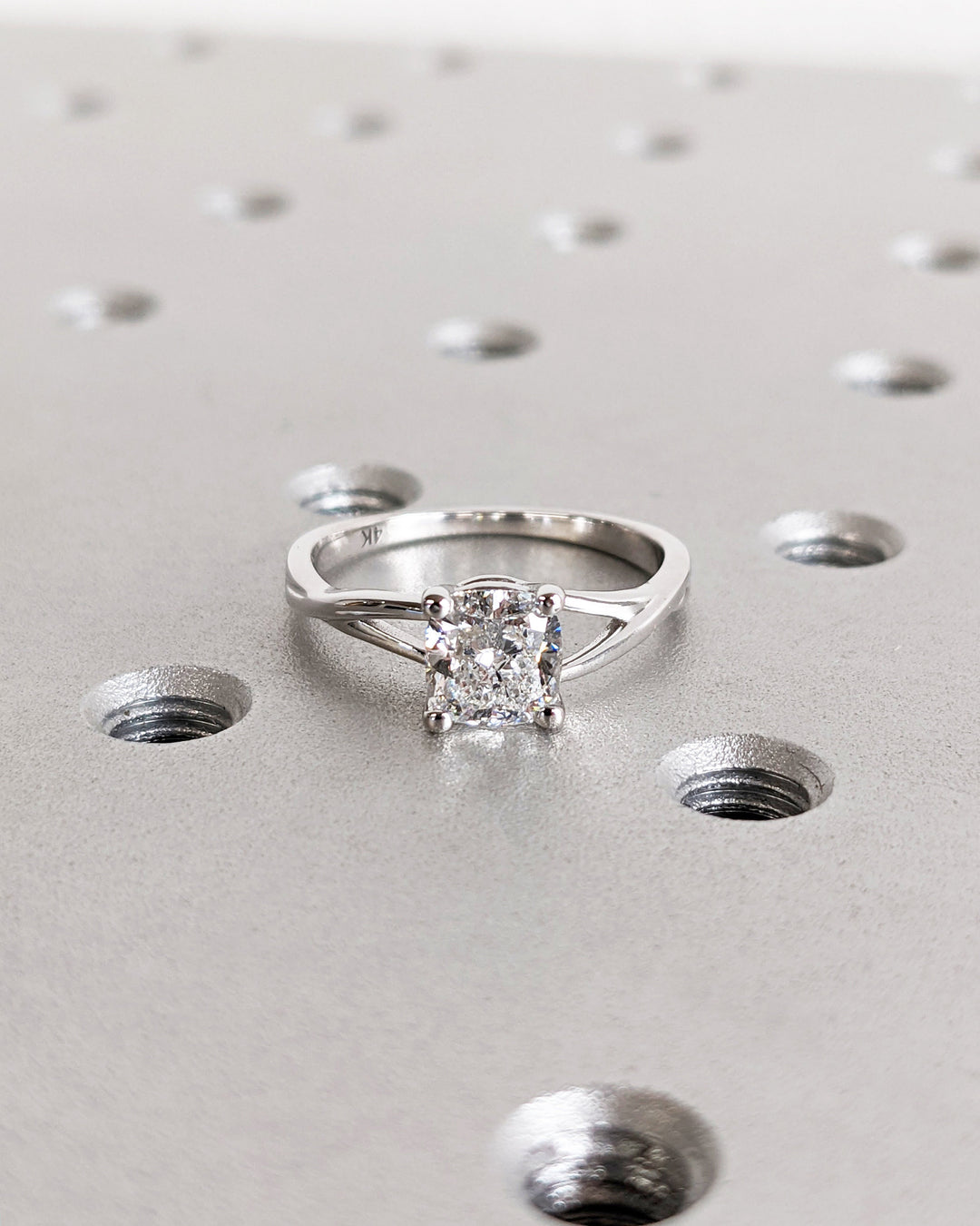 1.0CT Cushion Lab Grown Split Shank Diamond Engagement Ring Unique Twisted Band