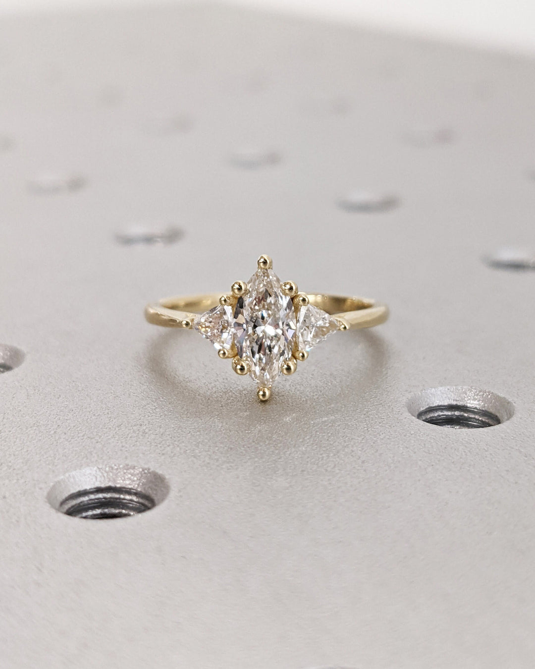 0.50CT Marquise Cut 3 Stone Lab Grown Diamond Engagement Ring For Her
