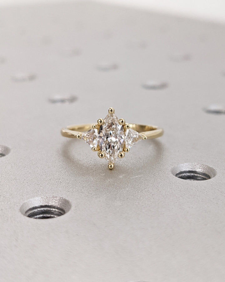 0.50CT Marquise Cut 3 Stone Lab Grown Diamond Engagement Ring For Her