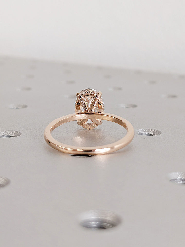 2.50CT Oval Cut Hidden Halo Lab Grown Diamond Engagement Ring Pretty Engagement Rings